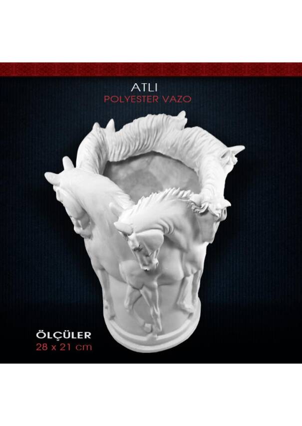 Polyester Büyük Atlı Vazo (28x21cm) - 2