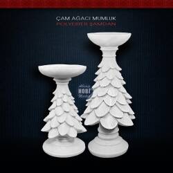 Polyester Çam Ağacı Şamdan Mumluk Küçük (16x9cm) - Tual Hobi Sanat (1)