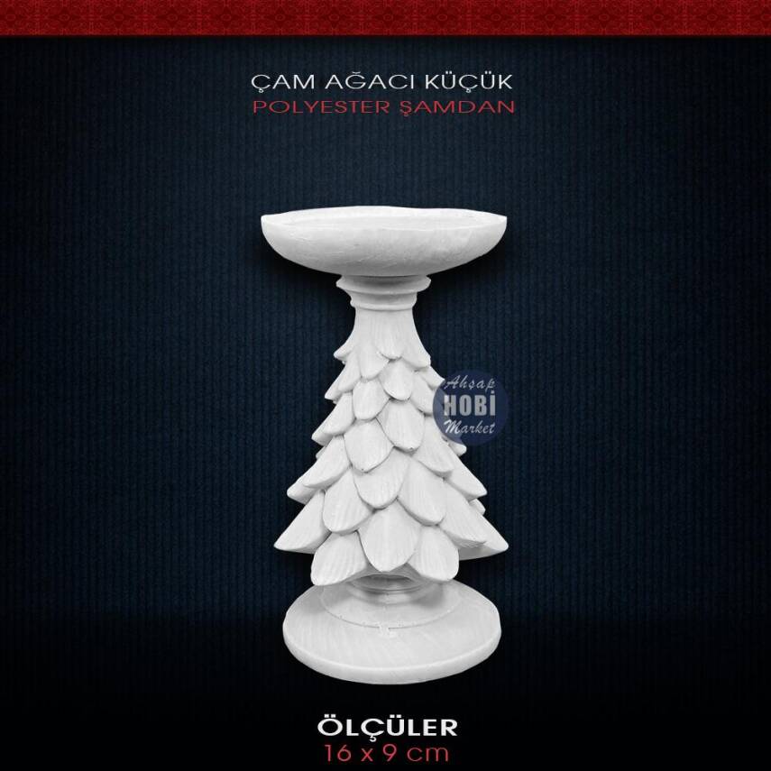 Polyester Çam Ağacı Şamdan Mumluk Küçük (16x9cm) - 1