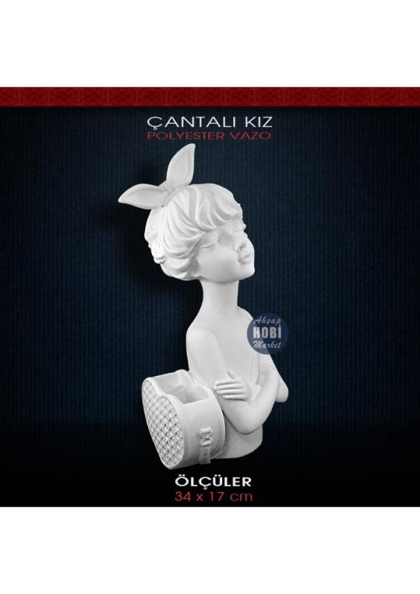 Polyester Çantalı Kız Saksı Vazo (34x17cm) - 2