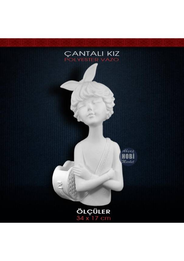Polyester Çantalı Kız Saksı Vazo (34x17cm) - 1
