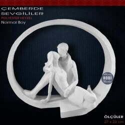 Polyester Çember İçinde Sevgililer Biblo (27x23 cm) - Tual Hobi Sanat