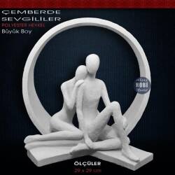 Polyester Çember İçinde Sevgililer Büyük Boy (29x29cm) - Tual Hobi Sanat