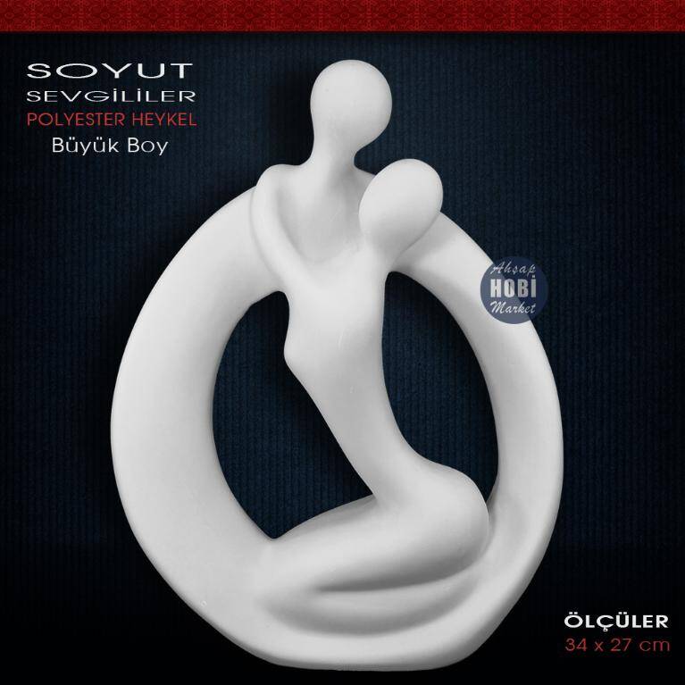 Polyester Çemberde Sevgililer Biblo Soyut Model (34x27cm) YENİ - 1