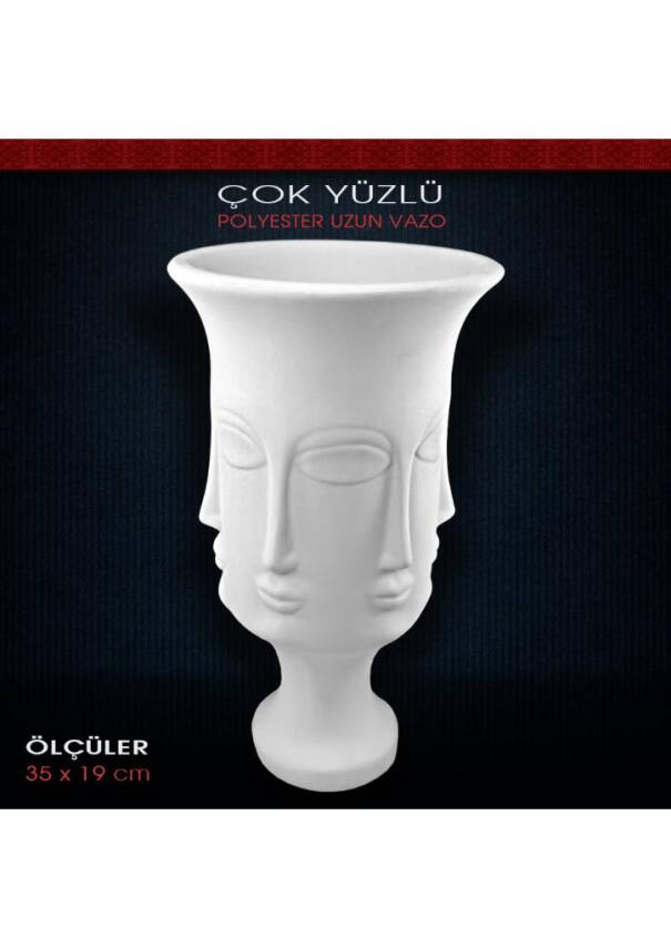 Polyester Çok Yüzlü Uzun Vazo (35x19cm) - 1