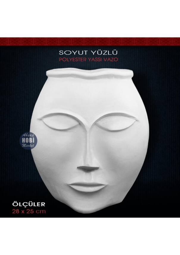 Polyester Çok Yüzlü Yassı Büyük Vazo (28x25cm) - 1