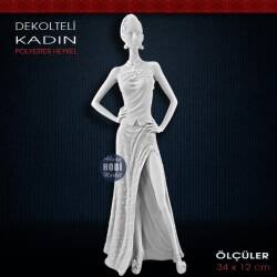 Polyester Dekolteli Kadın Biblo (34x12 cm) Ham Polyester - Tual Hobi Sanat