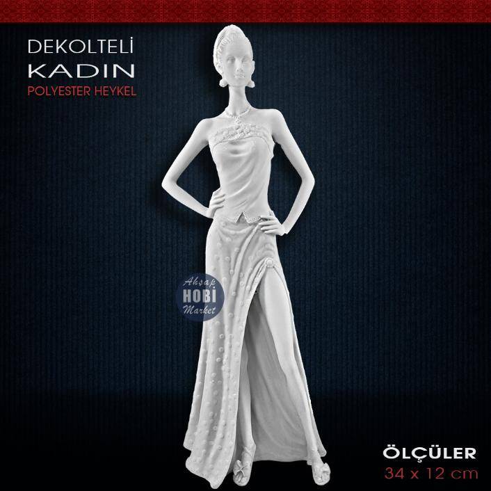 Polyester Dekolteli Kadın Biblo (34x12 cm) Ham Polyester - 1