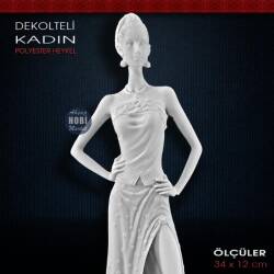 Polyester Dekolteli Kadın Biblo (34x12 cm) Ham Polyester - Tual Hobi Sanat (1)