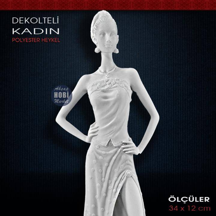 Polyester Dekolteli Kadın Biblo (34x12 cm) Ham Polyester - 2