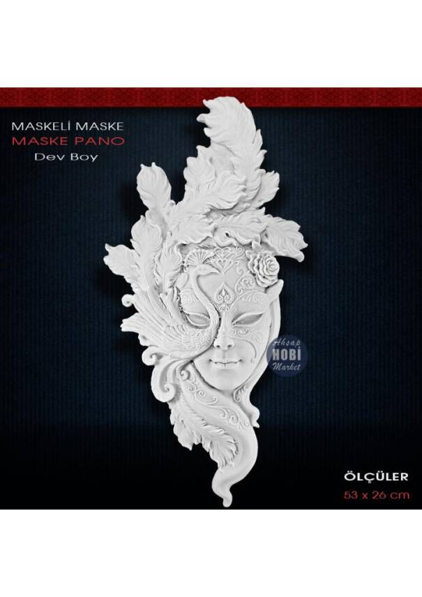 Polyester Dekoratif Maske Pano - DEV BOY - (53x26cm) M02 - 1