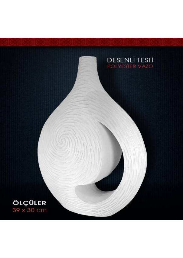 Polyester Desenli Testi Vazo Model 1 (39x30cm) - 3
