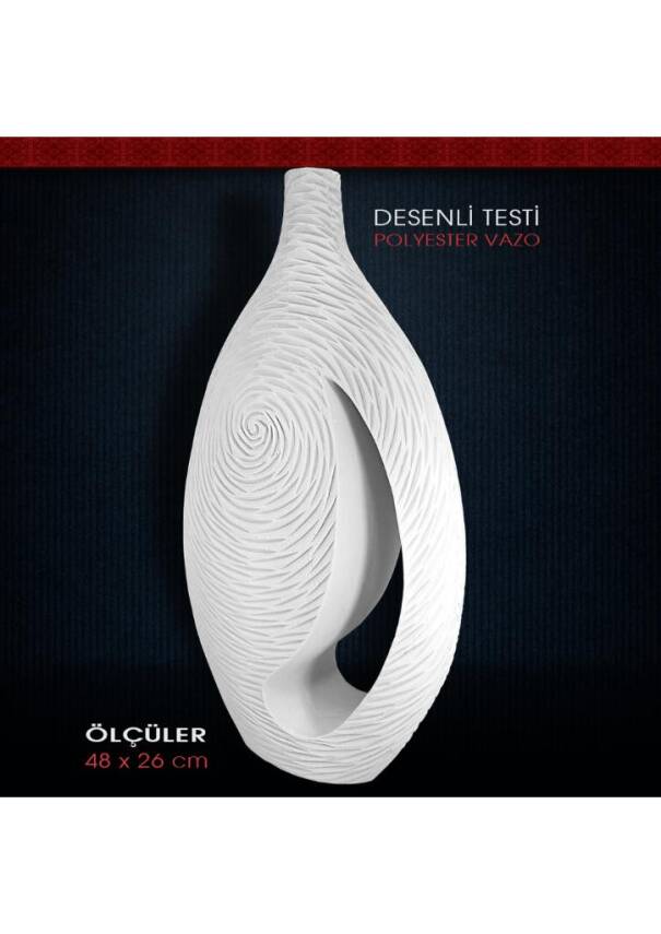 Polyester Desenli Testi Vazo Model 2 (48x26cm) Uzun - 2