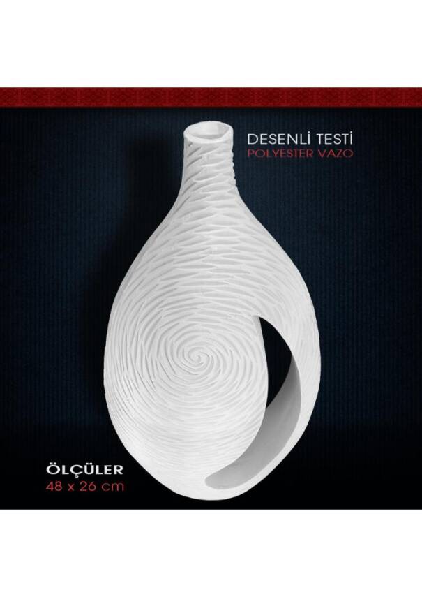 Polyester Desenli Testi Vazo Model 2 (48x26cm) Uzun - 3