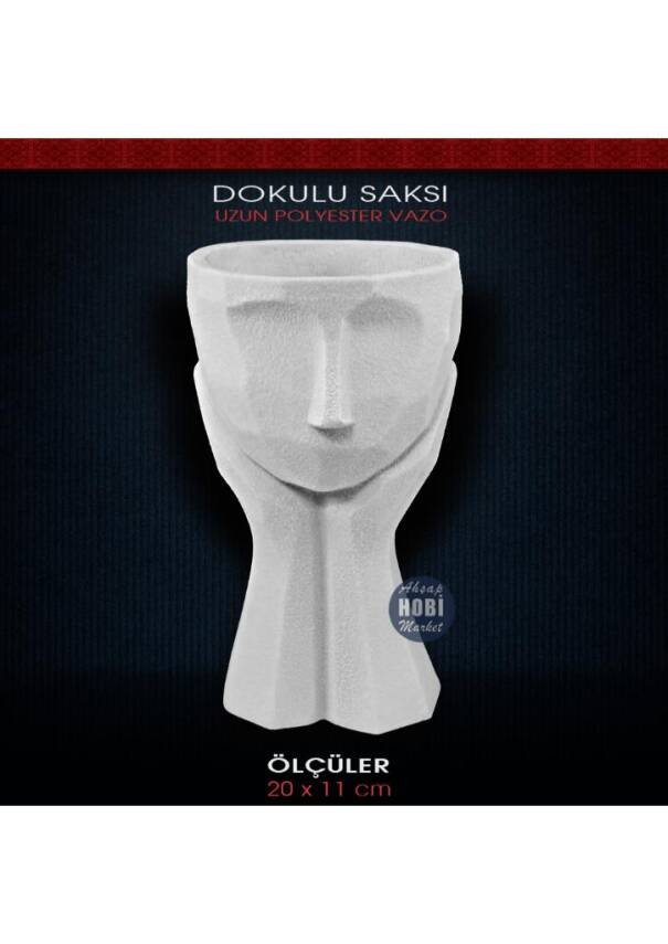 Polyester Dokulu Büyük Erkek Saksı (20x11cm) EA619 - 1
