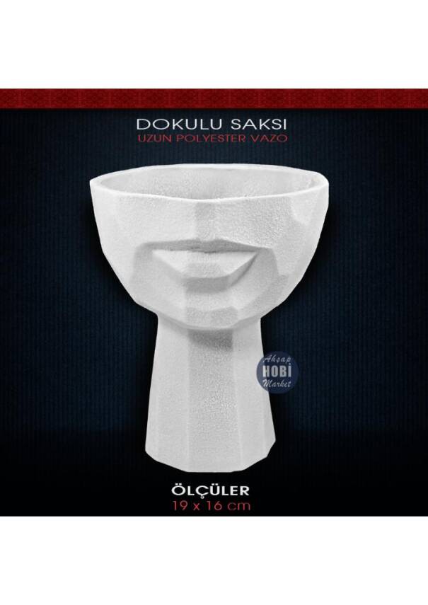 Polyester Dokulu Büyük Kadın Saksı (19x16cm) EA617 - 1