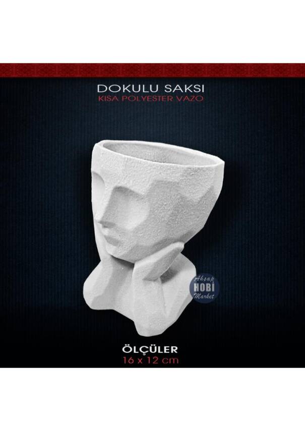 Polyester Dokulu Kısa Erkek Saksı (16x12cm) EA620 - 2