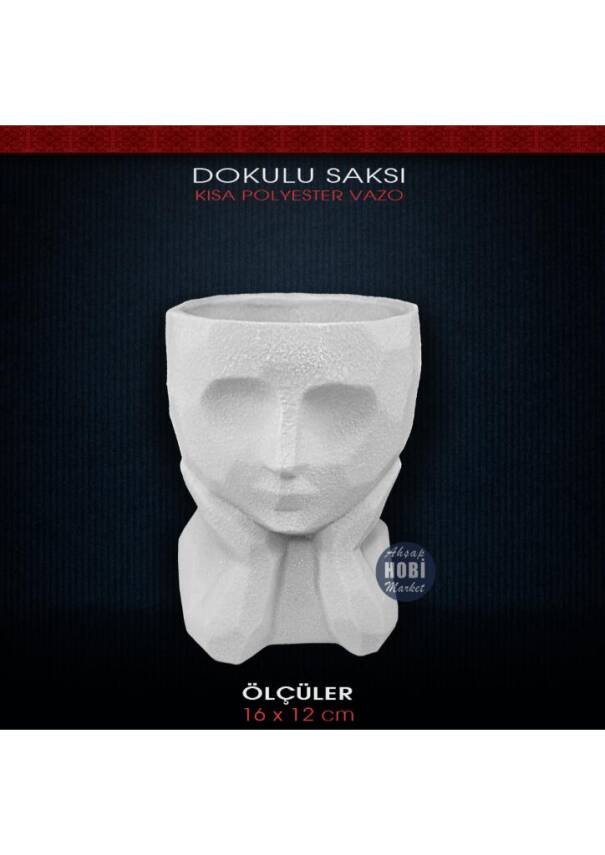 Polyester Dokulu Kısa Erkek Saksı (16x12cm) EA620 - 1