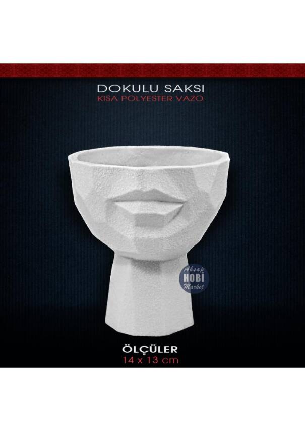 Polyester Dokulu Kısa Kadın Saksı (14x13cm) EA618 - 1