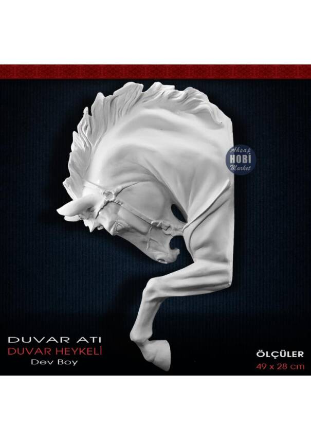 Polyester Duvar Delen At Başı Heykeli (49x28cm) - 1