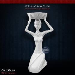 Polyester Etnik Kadın Şamdan Mumluk (22x14cm) - Tual Hobi Sanat (1)