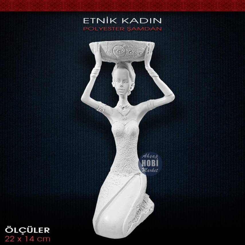 Polyester Etnik Kadın Şamdan Mumluk (22x14cm) - 2
