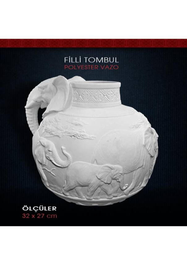 Polyester Fil Figürlü Tombul Vazo Saksı (32x27cm) - 1