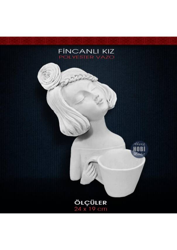 Polyester Fincan Saksılı Kız (24x19cm) - 2