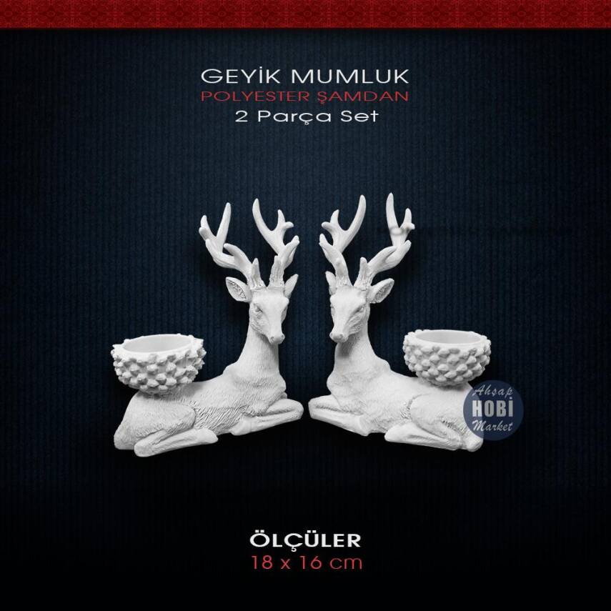Polyester Geyik Mumluk Seti (2 Parça) HB587 - 1