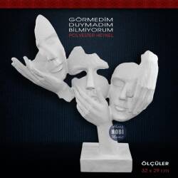 Polyester Görmedim Duymadım Bilmiyorum Heykel (32x29 cm) - Tual Hobi Sanat