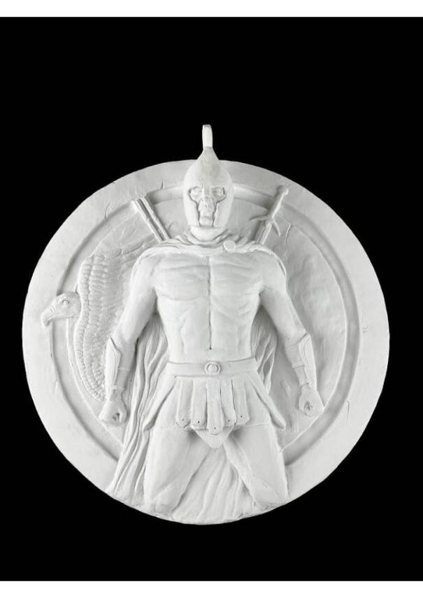 Polyester Işıklı Spartalı Duvar Dekor Heykeli (39x39 cm) - 2