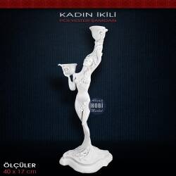 Polyester Kızlı Şamdan Mumluk Büyük (40x17cm) SM1101 - Tual Hobi Sanat