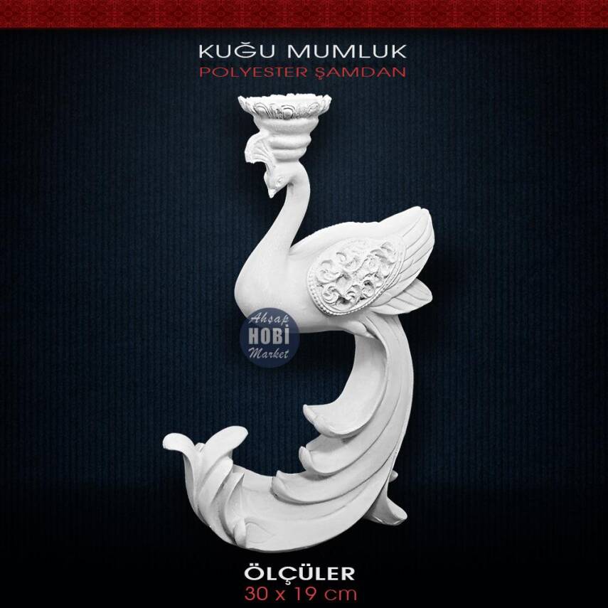 Polyester Kuğu Şamdan Mumluk (30x19cm) - 1