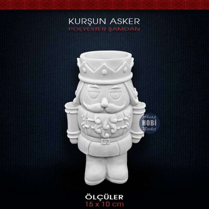 Polyester Kurşun Asker Şamdan Mumluk (15x10cm) HB578 - 1