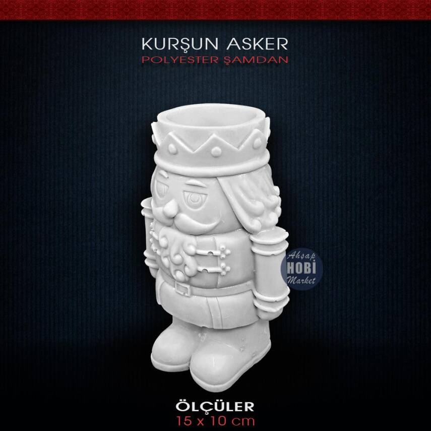 Polyester Kurşun Asker Şamdan Mumluk (15x10cm) HB578 - 2