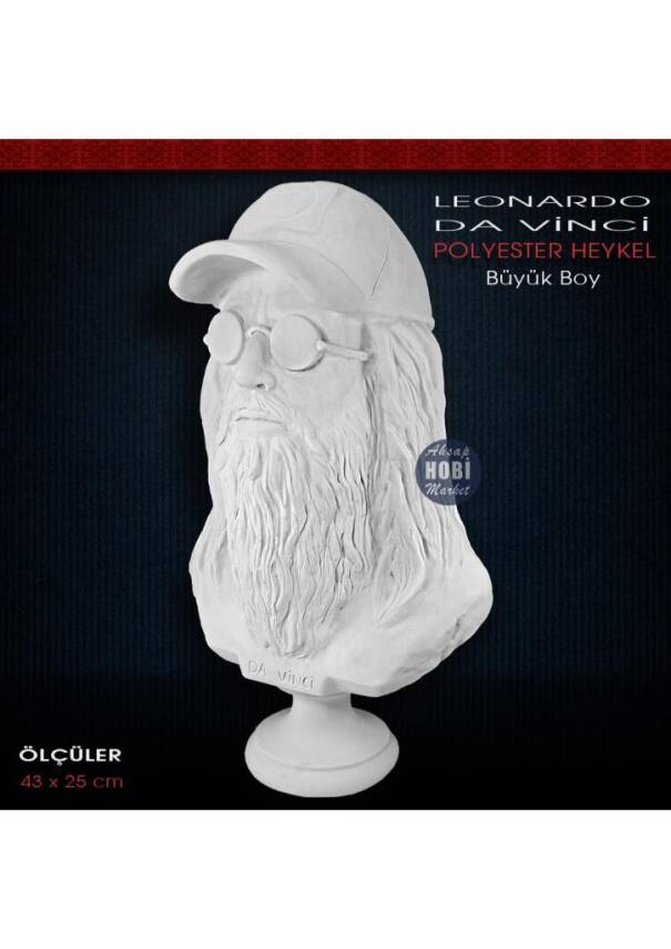Polyester Leonardo Da Vinci Heykeli - Büyük Boy (43x25cm) - 2