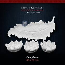 Polyester Lotus Çiçekli 3'lü Mumluk (43x22cm) - Tual Hobi Sanat (1)