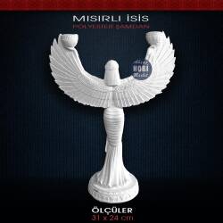 Polyester Mısırlı Kadın isis Şamdan - (31x24cm) - Tual Hobi Sanat