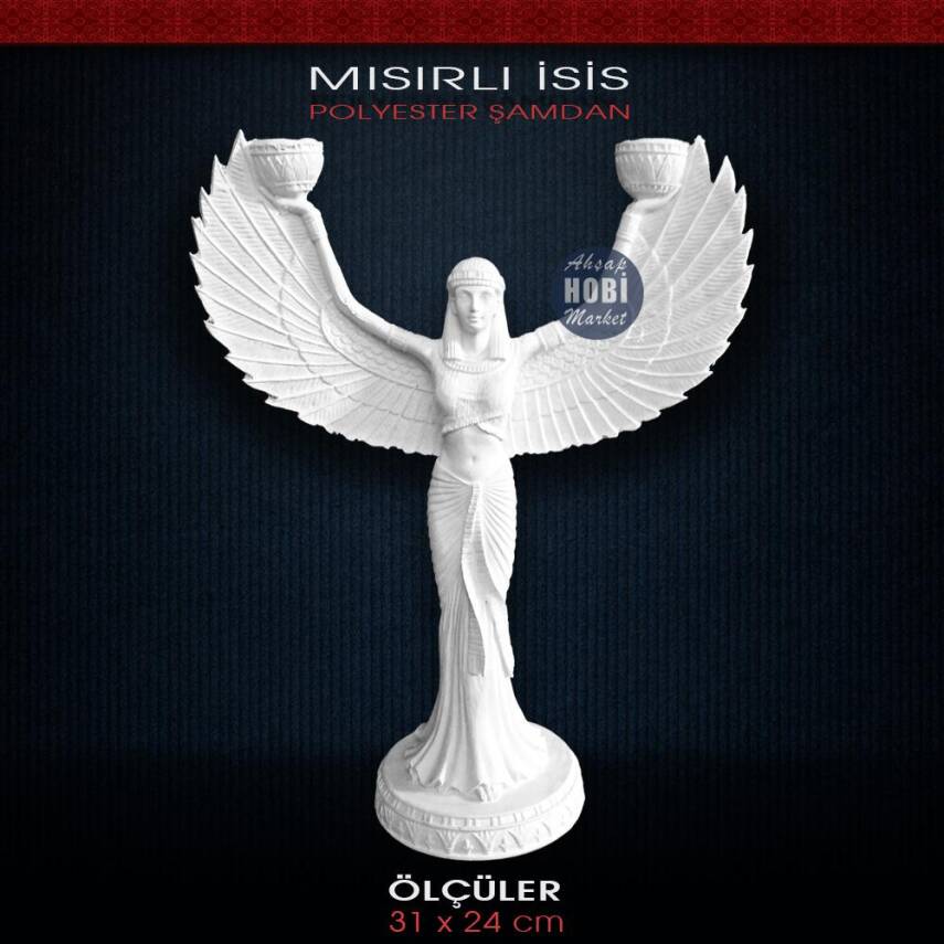 Polyester Mısırlı Kadın isis Şamdan - (31x24cm) - 2