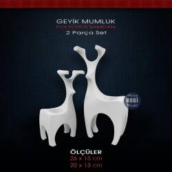 Polyester Modern Geyik Tealight Biblo Seti (2 Parça) - Tual Hobi Sanat
