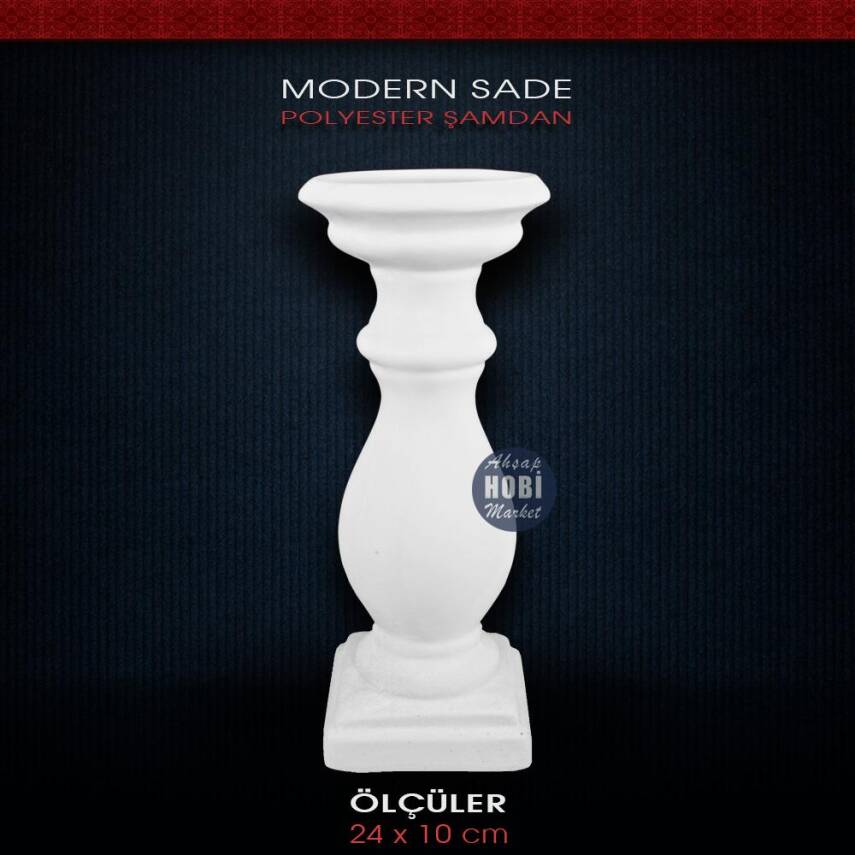 Polyester Modern Sade Şamdan (24x10 cm) - 1