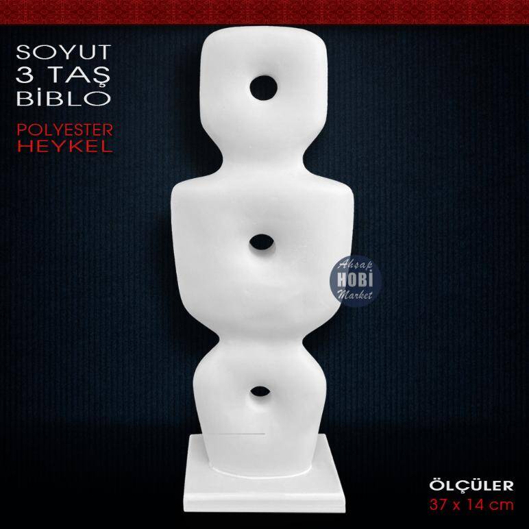 Polyester Modern Soyut 3 Taş Heykel Biblo (37x14 cm) - 1