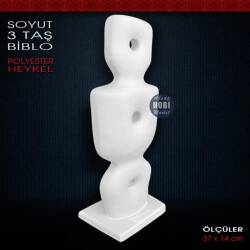 Polyester Modern Soyut 3 Taş Heykel Biblo (37x14 cm) - Tual Hobi Sanat (1)