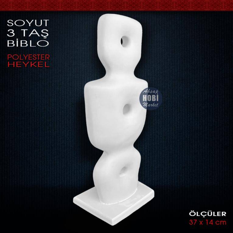 Polyester Modern Soyut 3 Taş Heykel Biblo (37x14 cm) - 2