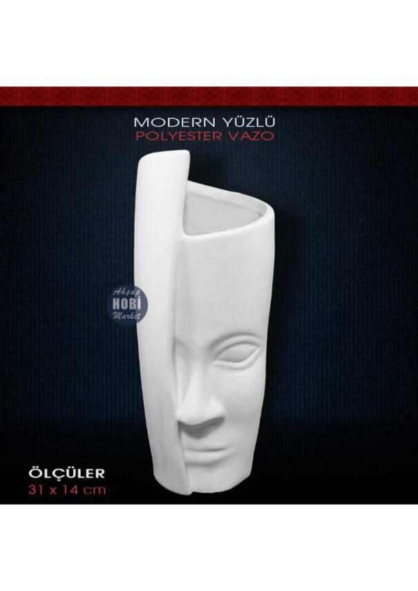 Polyester Modern Yüzlü Vazo (31x14cm) - 1
