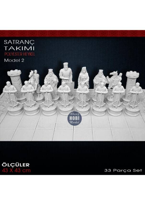 Polyester Satranç Takımı 33 Parça Model 2 (43x43 cm) - 2