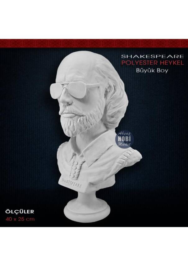 Polyester Shakespeare Heykeli Büyük Boy (40x25cm) Ham Polyester - 2