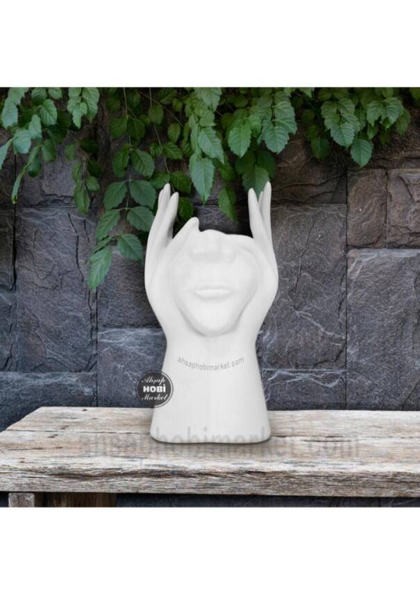 Polyester Soyut Surat Saksı Vazo (30x17cm ) - 3