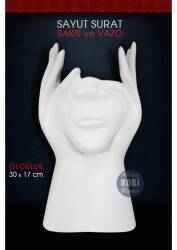 Polyester Soyut Surat Saksı Vazo (30x17cm ) - Tual Hobi Sanat