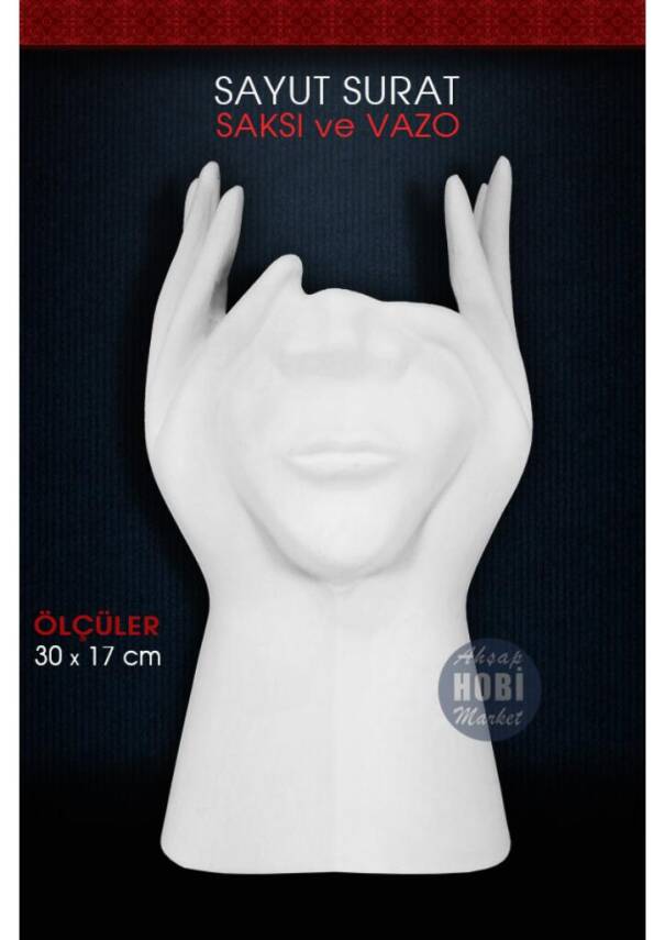 Polyester Soyut Surat Saksı Vazo (30x17cm ) - 1